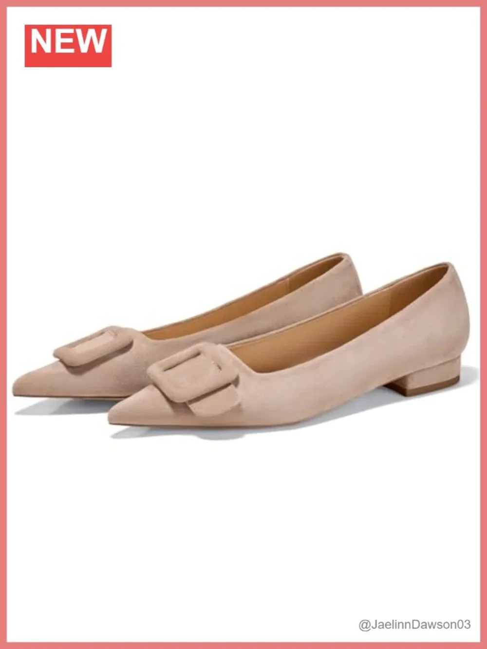 Lambskin Leather Insole Square Buckle Flats Slip On Pointed Toe Women's Shoes